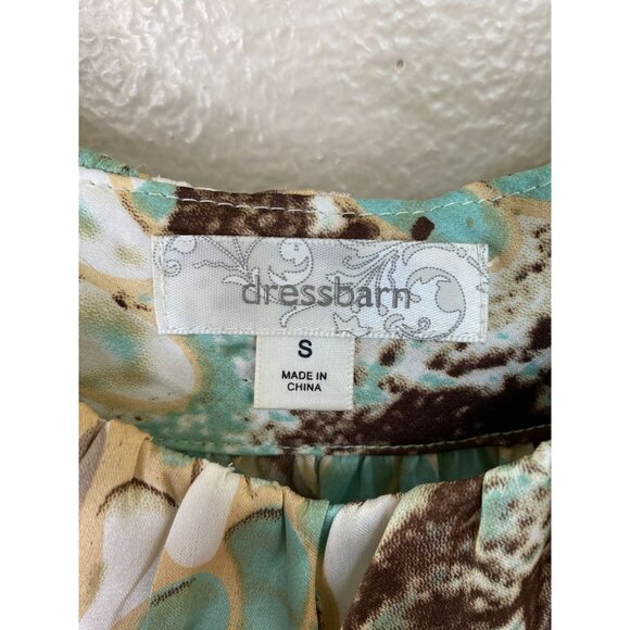 Dressbarn Womens Sleeveless Abstract Print Blouse Top Small Teal/Brown/Beige - Picture 3 of 7